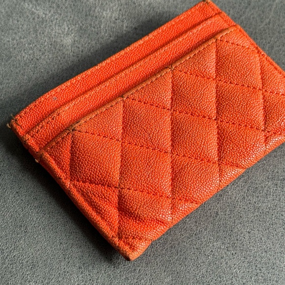 Chanel Caviar Boy Cardholder in Orange SHW - Picture 4 of 11